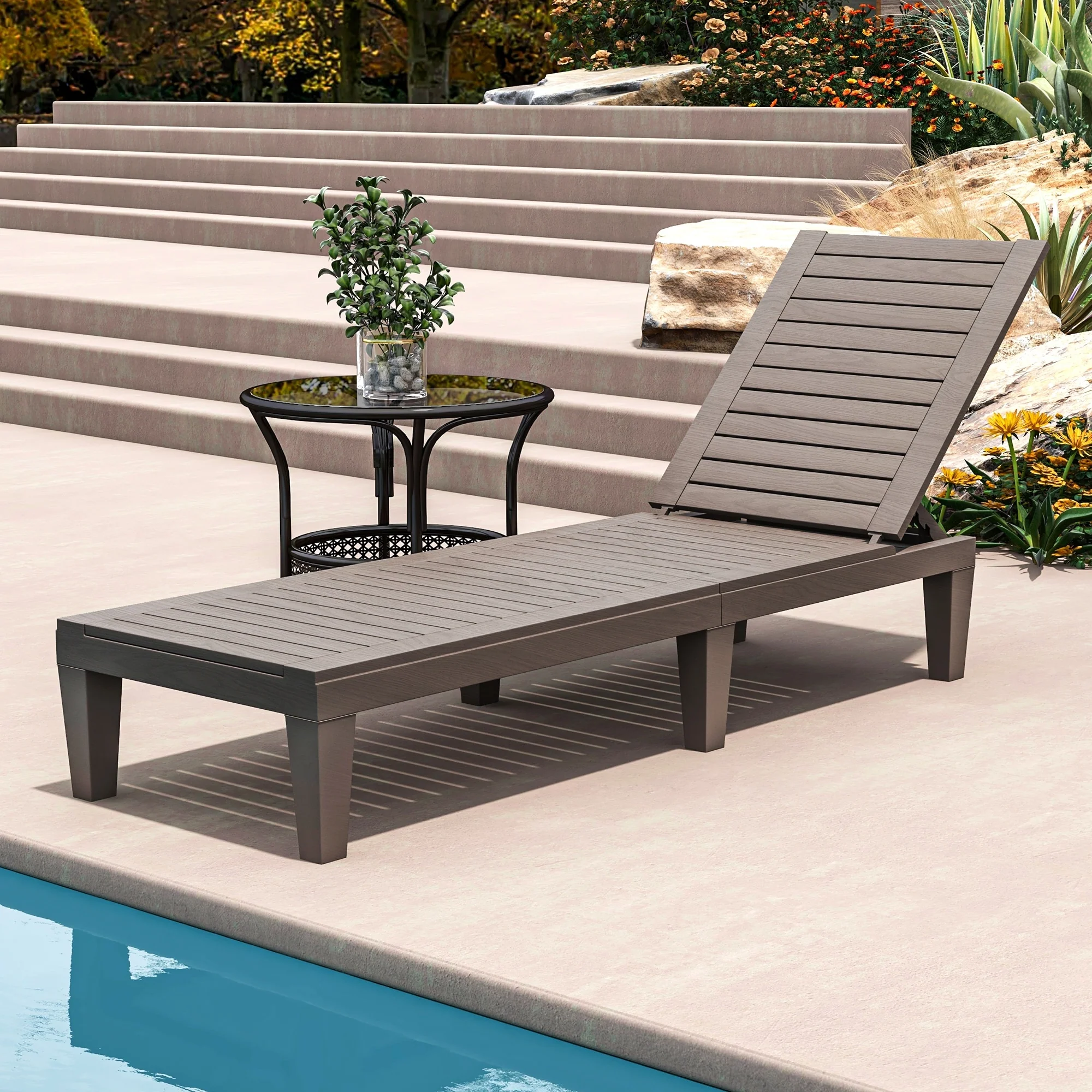 74.5'' Reclining Single Outdoor Lounge Chairs - N/A