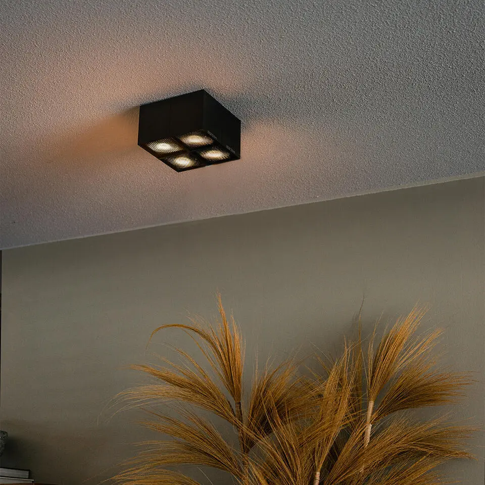 Qazqa spot met meerdere lichtpunten qubo zwart gu10