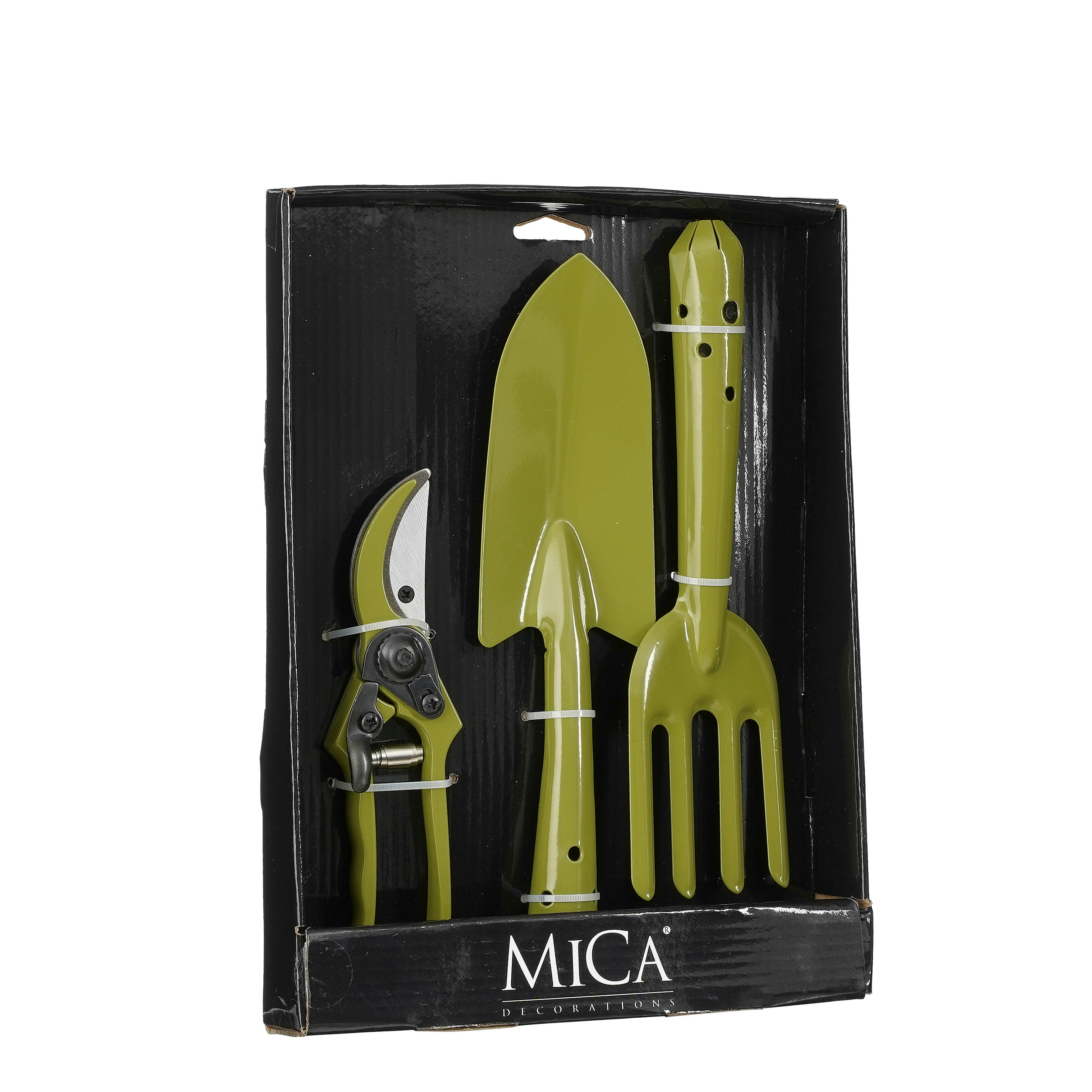 - Set de 3 outils de jardin en métal vert