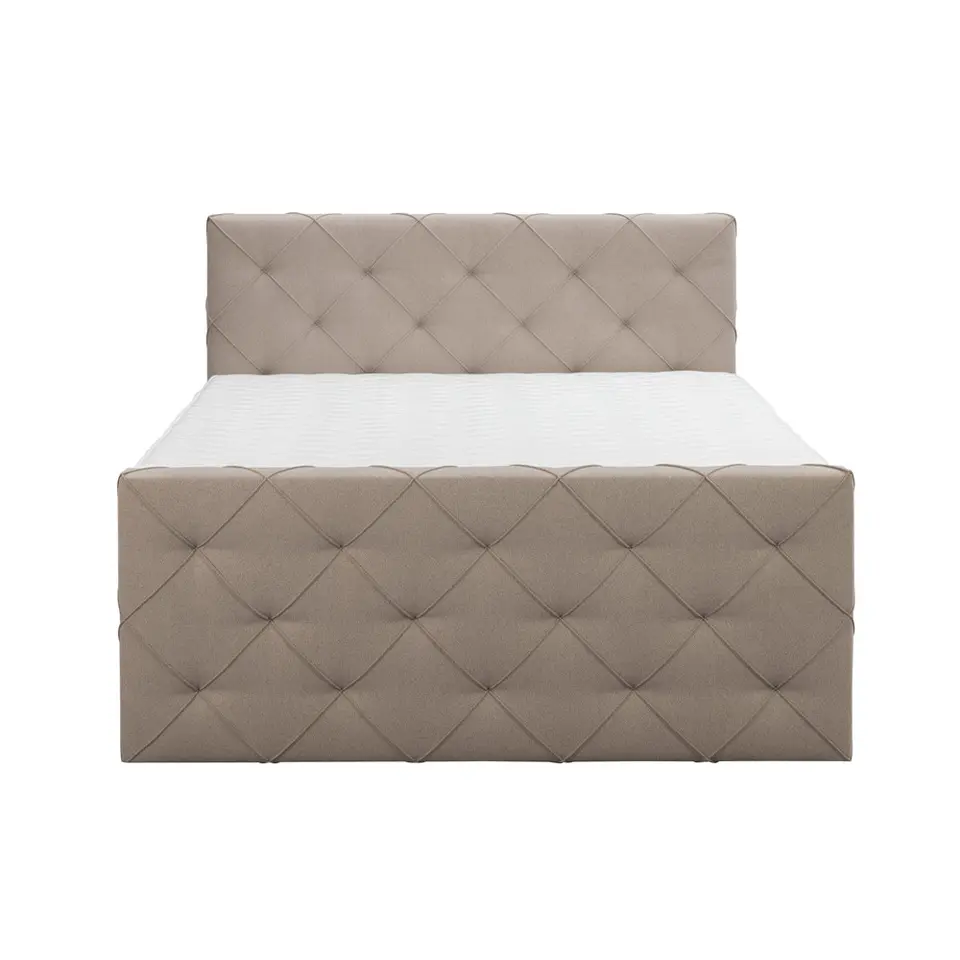 Boxspring met voetbord Liv geruit - beige - 180x200 cm - slanke poot