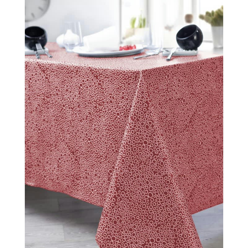 BULLE - Nappe en coton enduit PVC gris ronde 160 cm