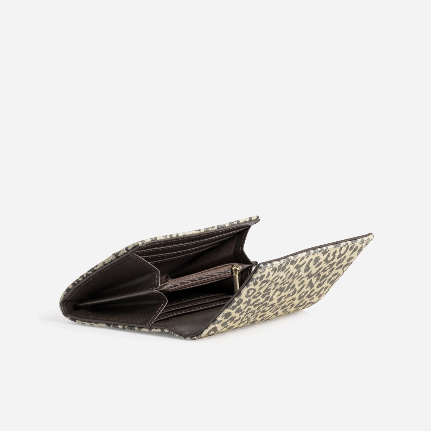 Portefeuille beige motif léopard