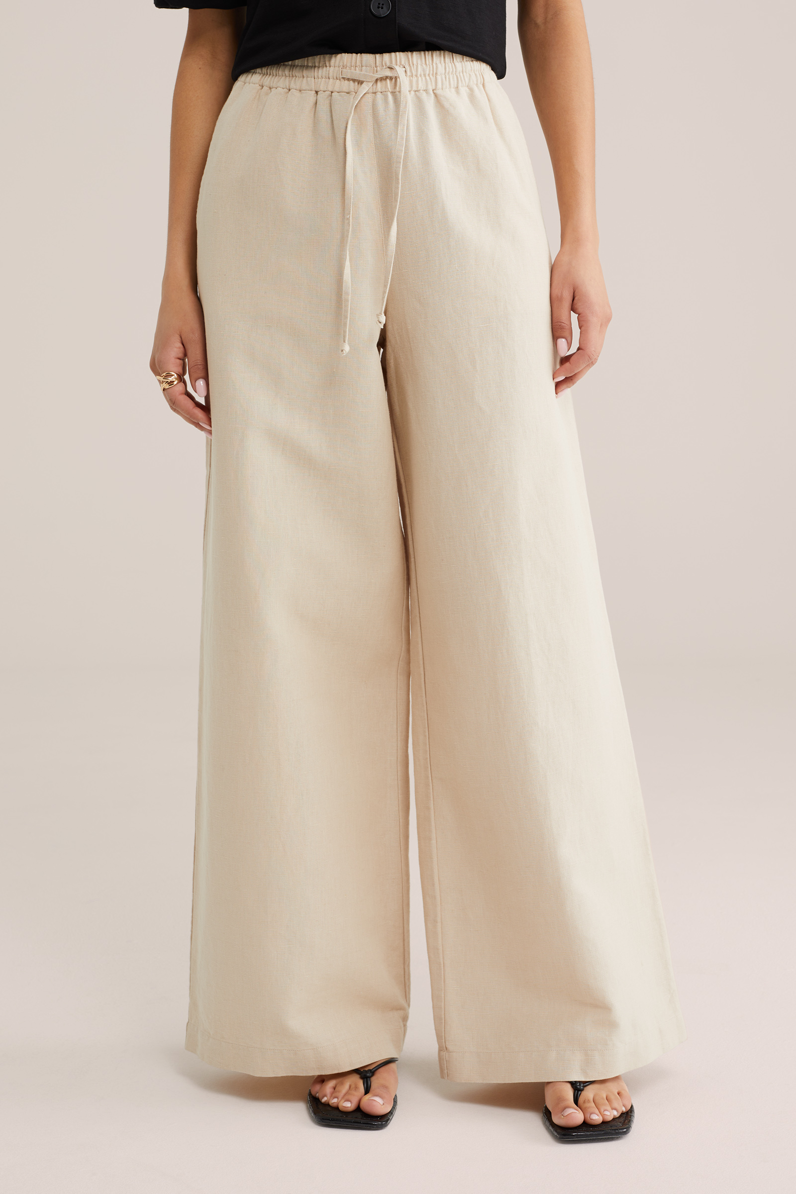 Dames wide leg broek van linnenmix