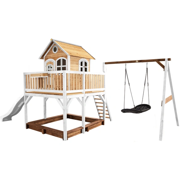 Kinderspielhaus »Liam«, BxHxT: 613 x 291 x 277 cm, Holz, braun/weiß