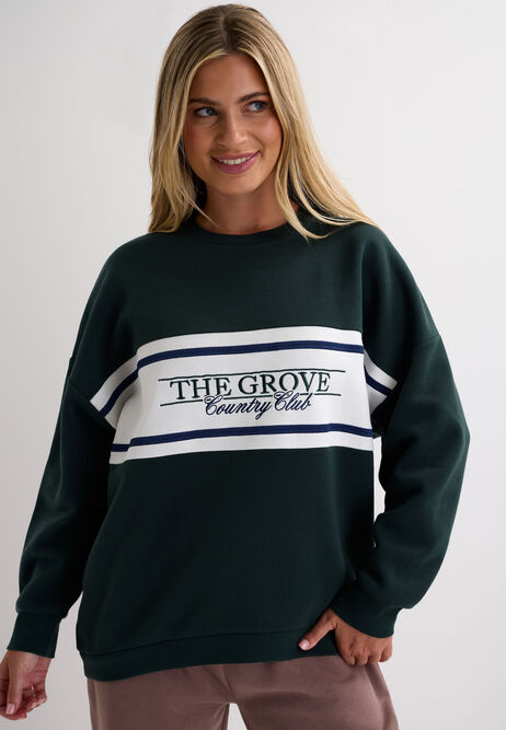 Womens Dark Green Curved Hem Sweatshirt