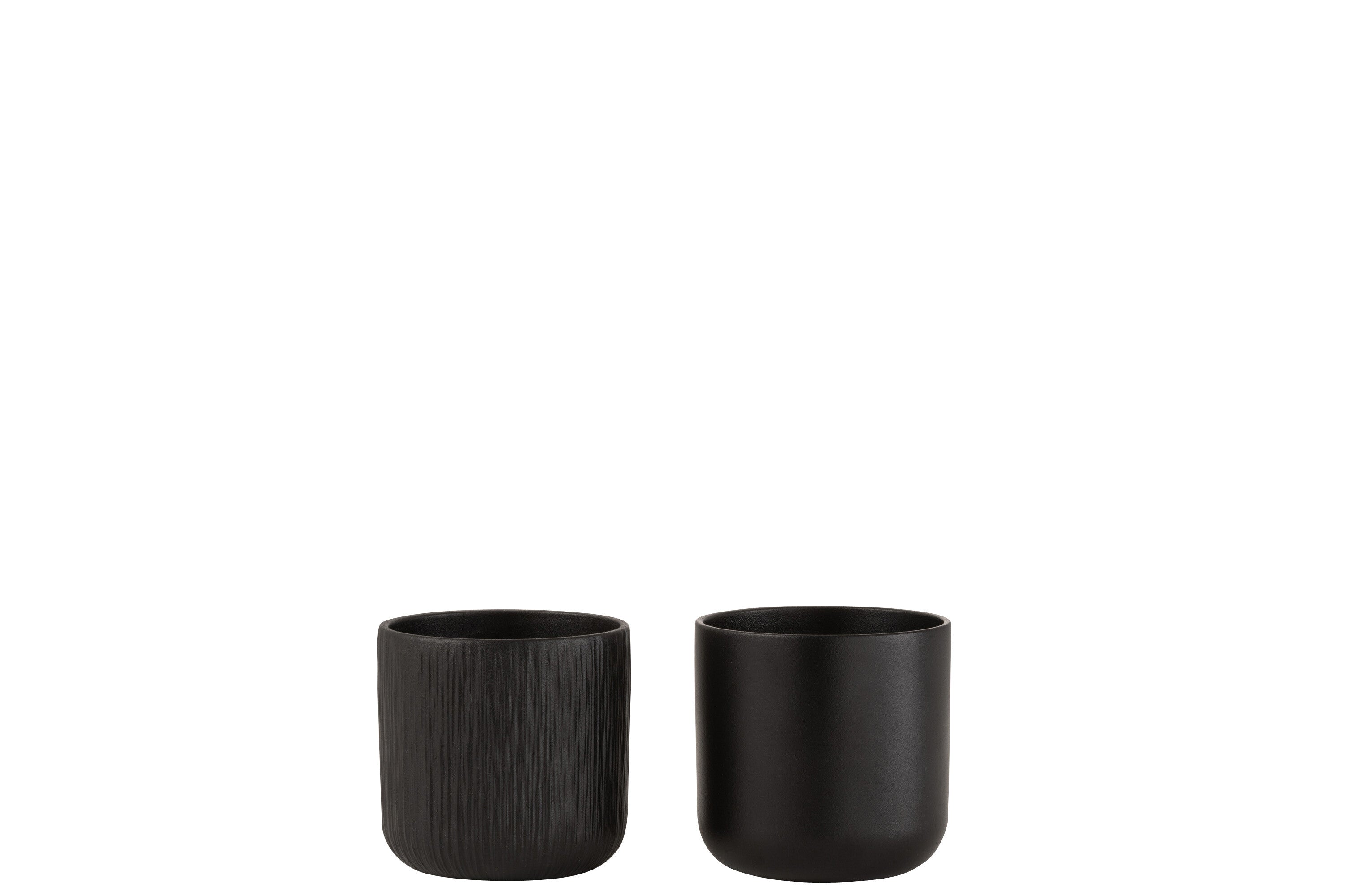 J-Line bloempot Gen - keramiek - zwart - extra small - 2 st. - Ø 11.5 cm