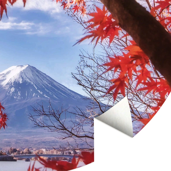 Vliestapete »Runde Vliestapete«, Berg Vulkan Fuji Herbst Küchen, mehrfarbig, matt