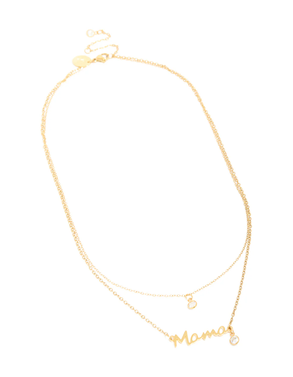 Waterproof Gold Plated Stainless Steel Cubic Zirconia Mama Layered Necklace