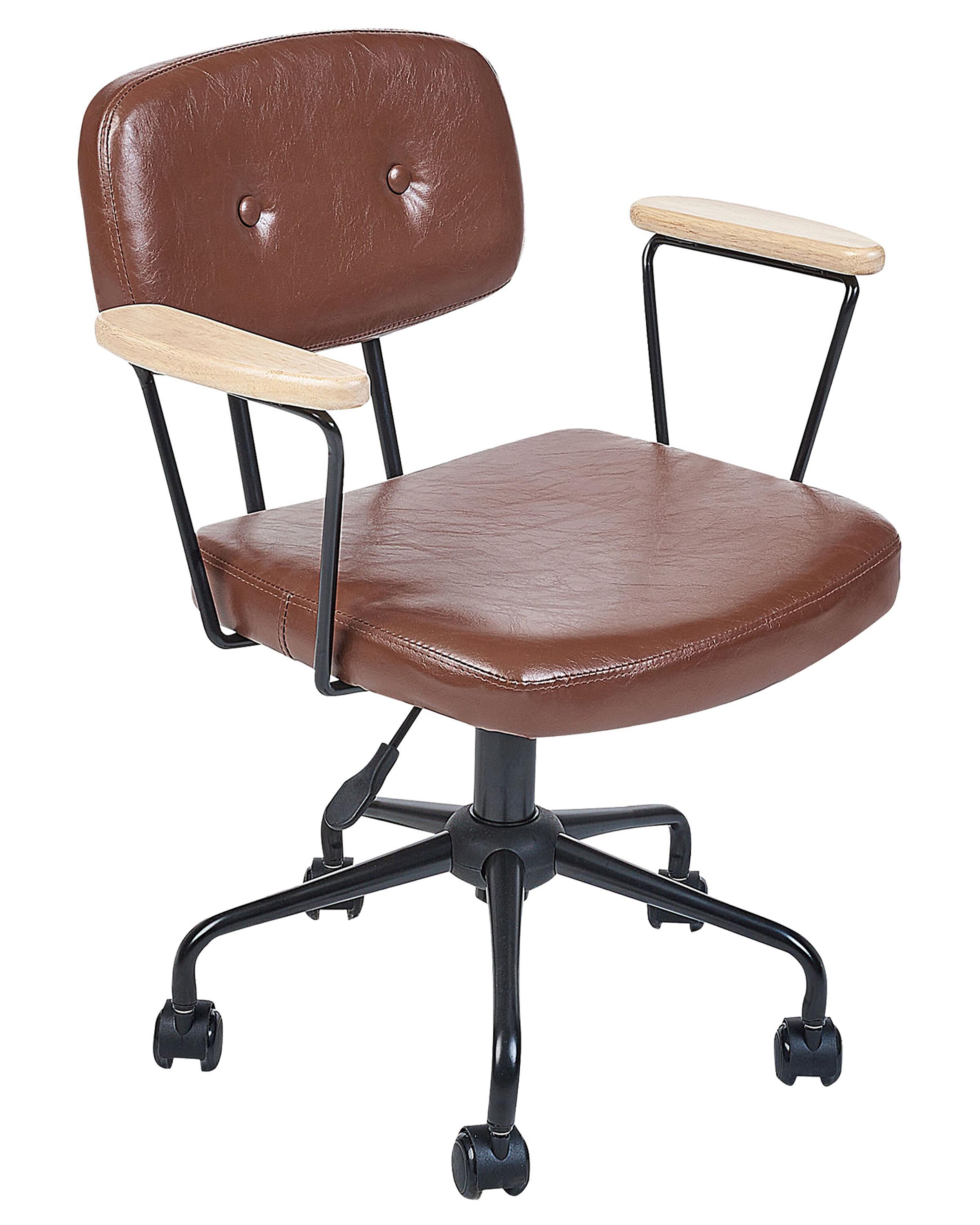 Desk Chair ALGERITA Faux Leather Brown