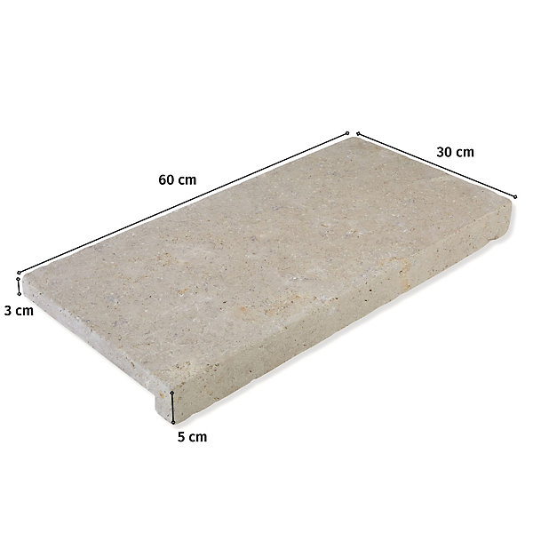 Margelle de piscine Pierre d'Egypte Beige 60x30x3 cm Bord Droit avec retombée (à l'unité) - RO'MA NATURE