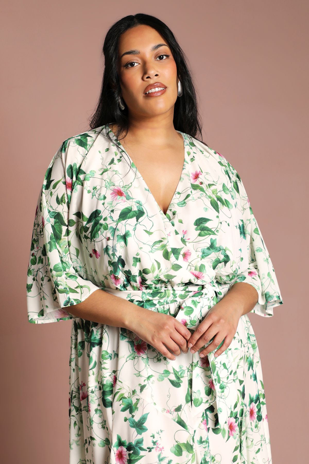 Coast Plus Wrap Midi Dress With Floral Print