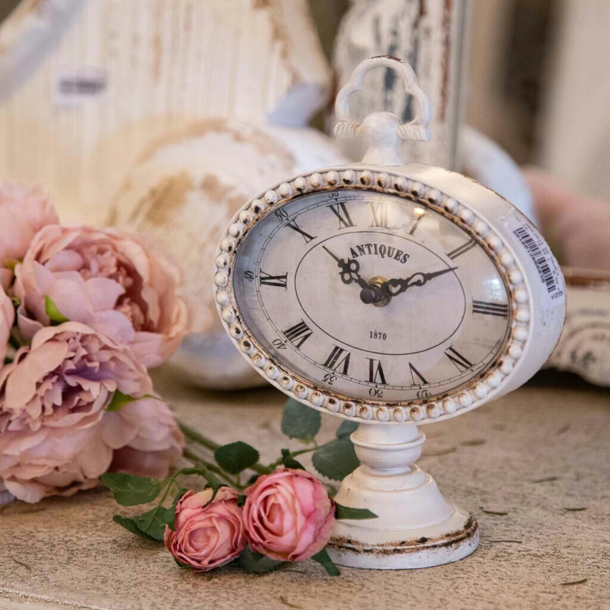 - Horloge à poser en métal blanc H22