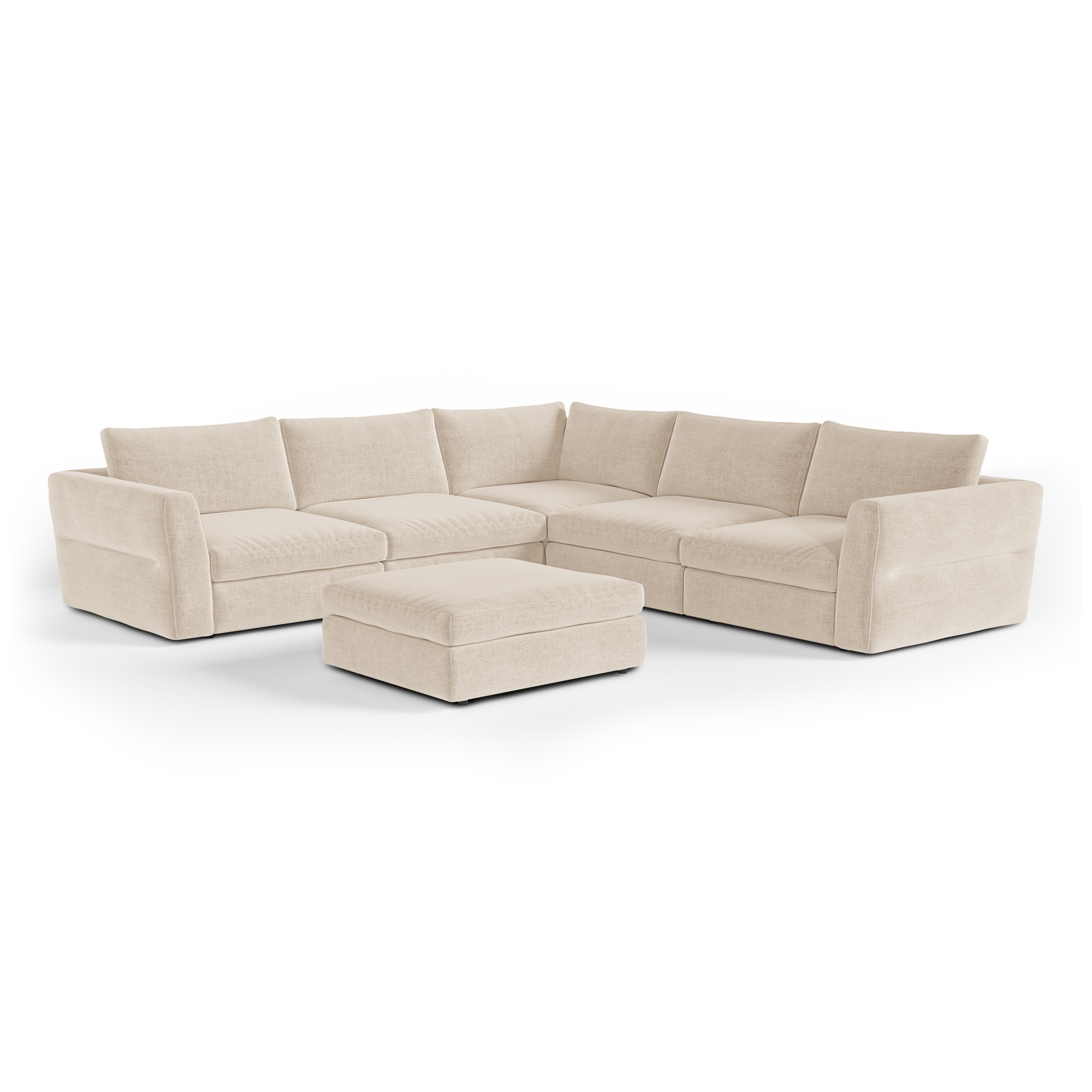 Sia Home - Modulaire panoramische hoekbank links NEST - Zacht aanvoelende geweven stof - Beige - 307 CENTIMETERScm