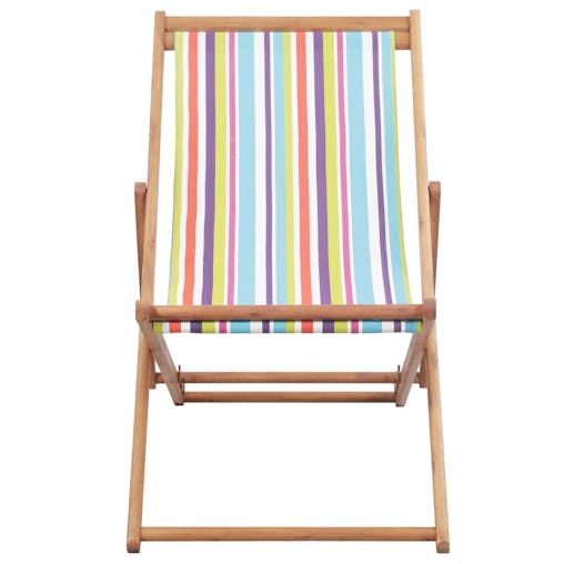 NNEVL Folding Beach Chair Fabric and Wooden Frame Multicolour