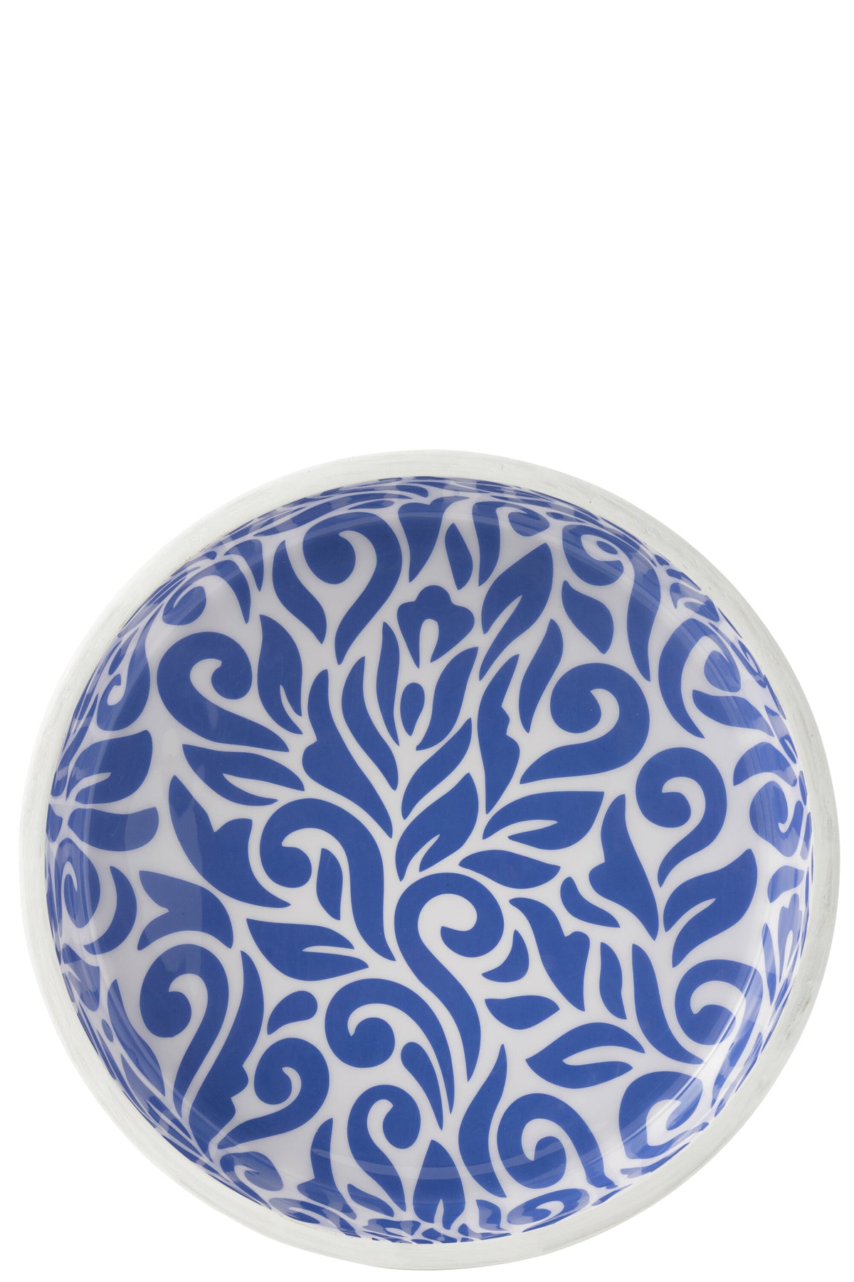 J-Line kom Bloemen - hout - blauw/wit