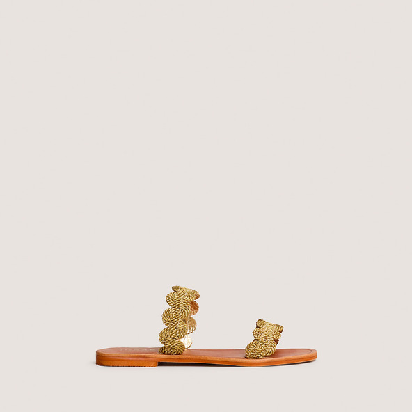Nu-pieds à brides torsadéesen corde or | WIDO