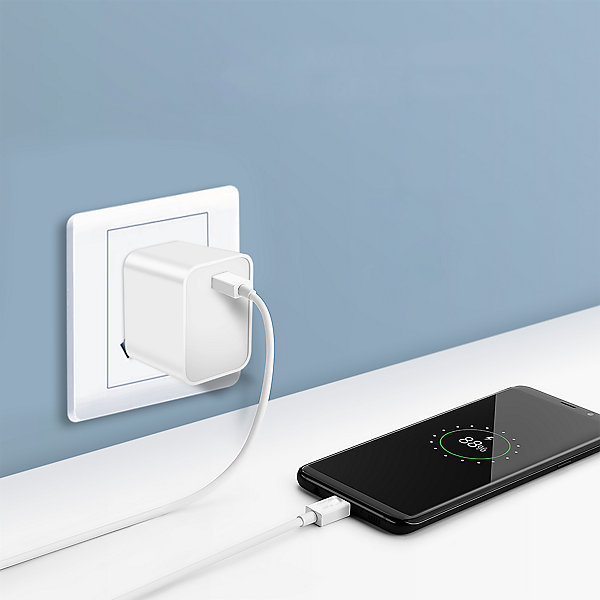 Chargeur GAO avec câble 2-en-1 – USB-C / USB-A – Blanc/Gris