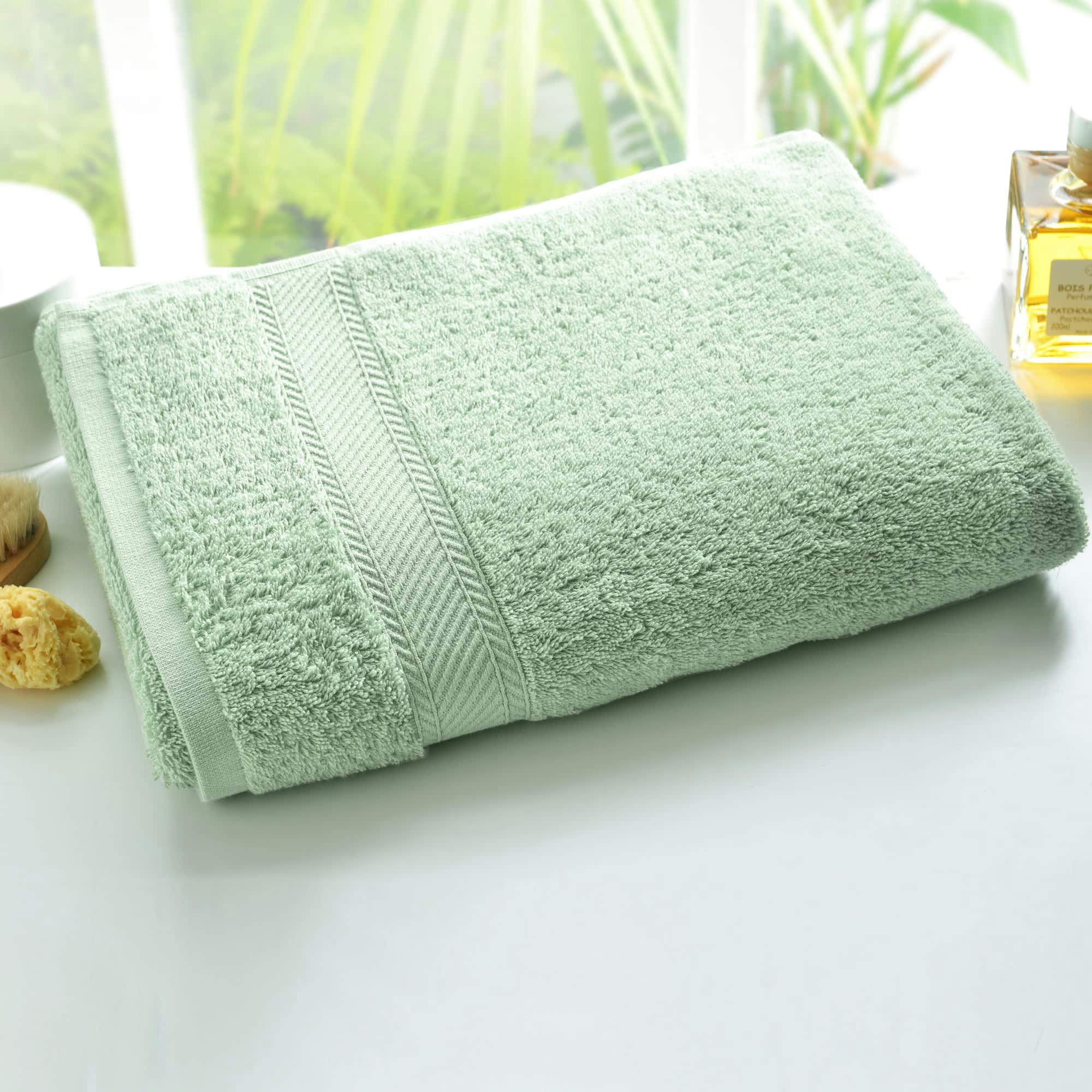 CLAIRE - Drap de bain 70x140 vert jade en coton