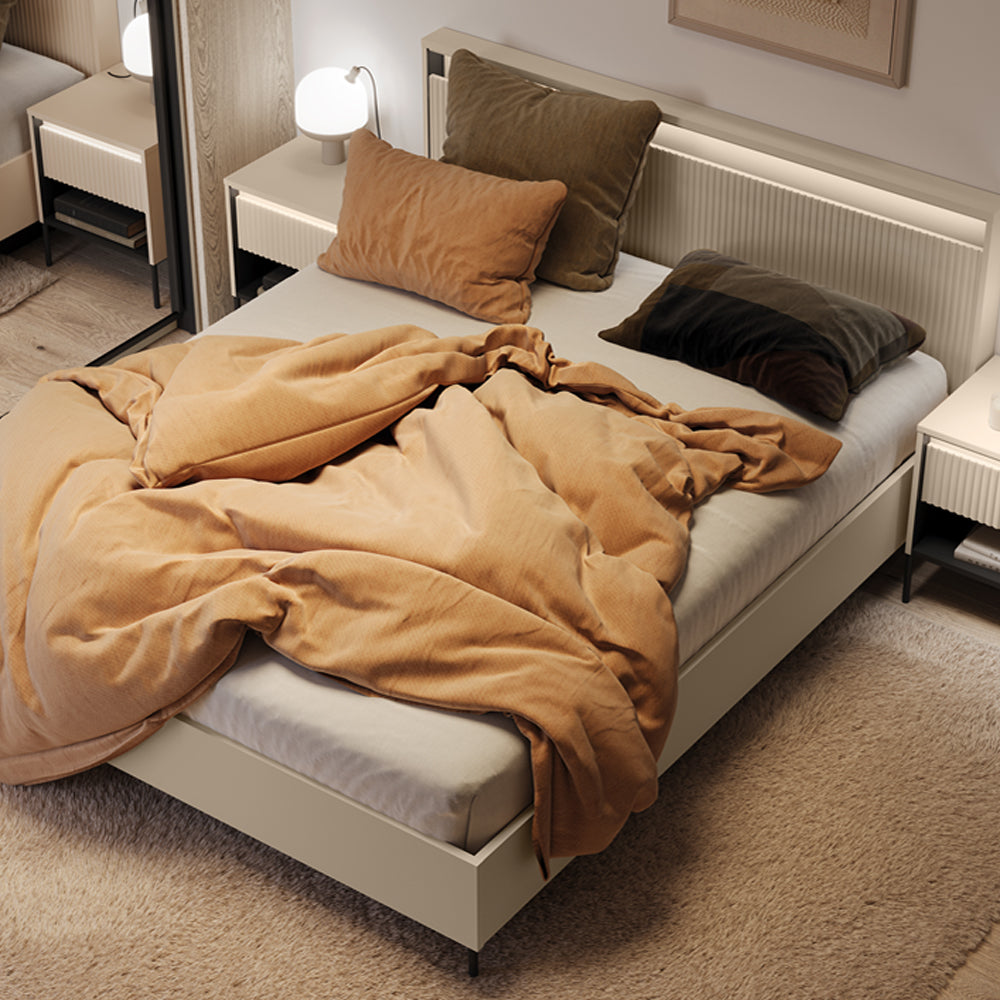 by fonQ Brive Nachtkastje met Lade en Vak met Verlichting - Zand