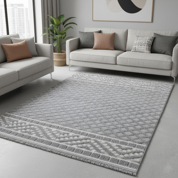Dywan szary boucle Milano 027 idealny do pokoju salonu 080x200