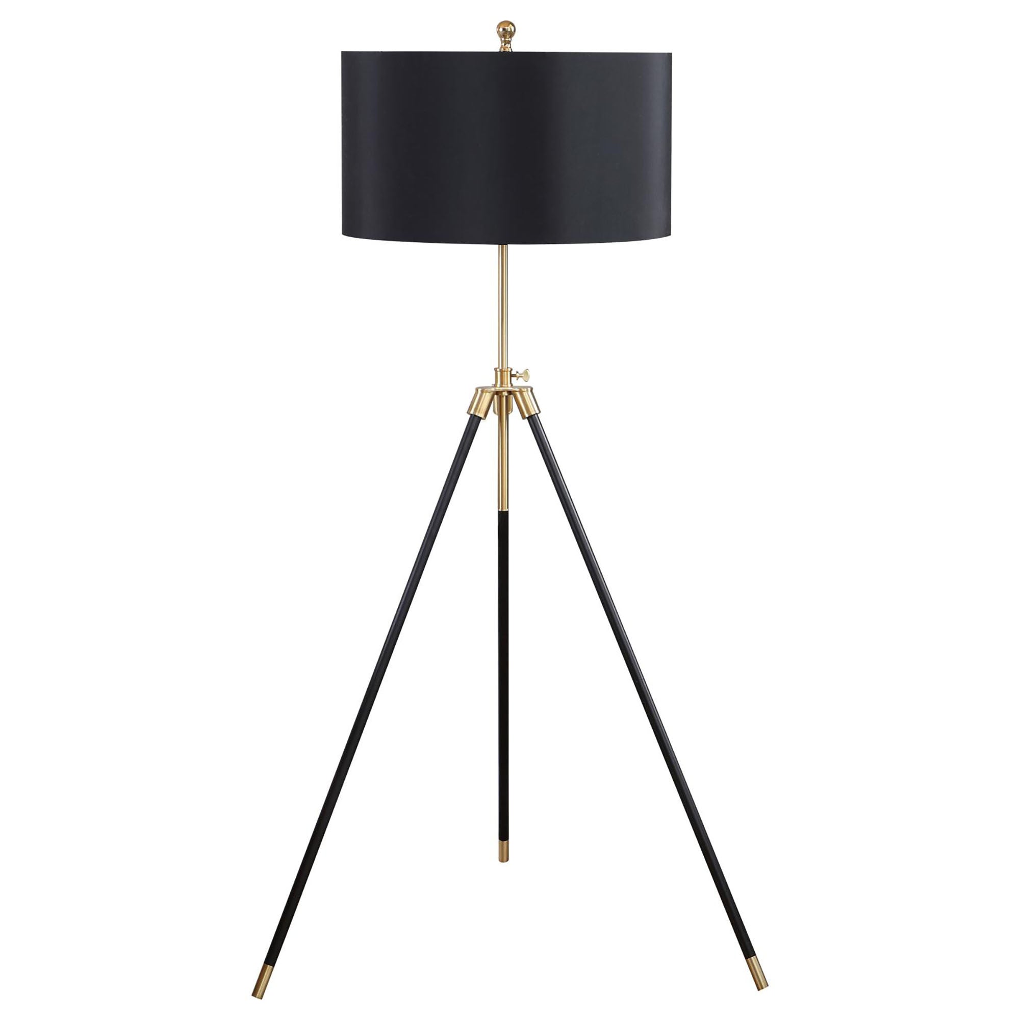 Arden Black and Gold Tripod Floor Lamp with Black Drum Shade