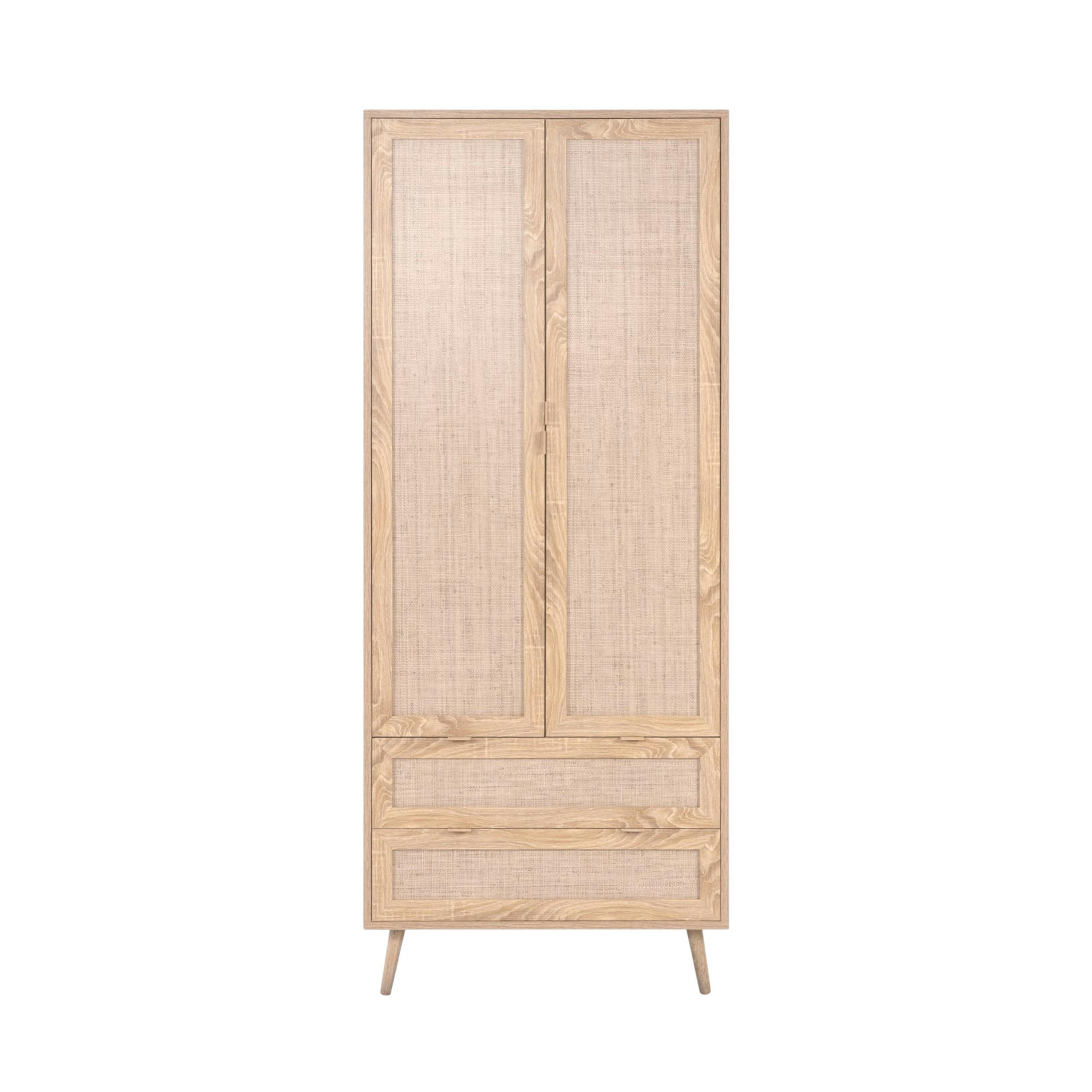 Armoire penderie bohème 2 portes 2 tiroirs SONA