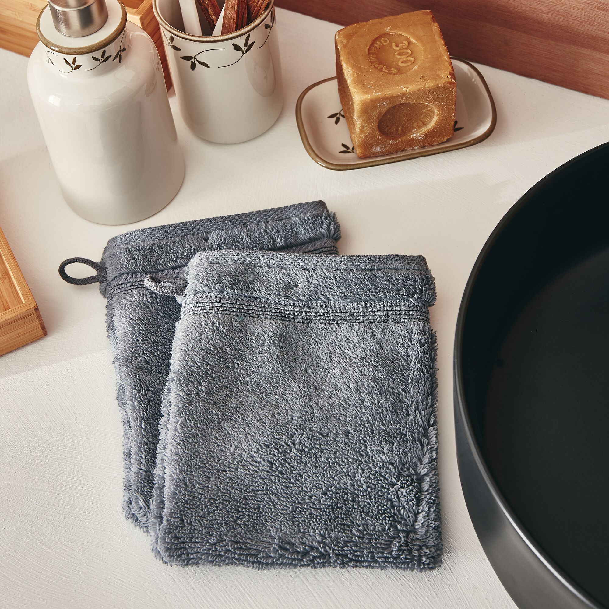 NOUN - Linge de toilette bouclette en coton - gris anthracite