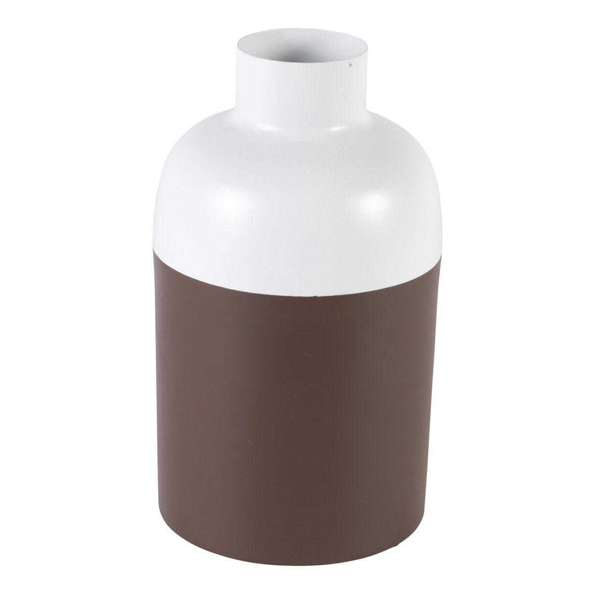 EDEN - Vase métal blanc et marron h26 cm