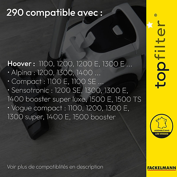 Lot de 4 packs de 4 sacs aspirateur 64290 Hoover Alpina TopFilter Premium