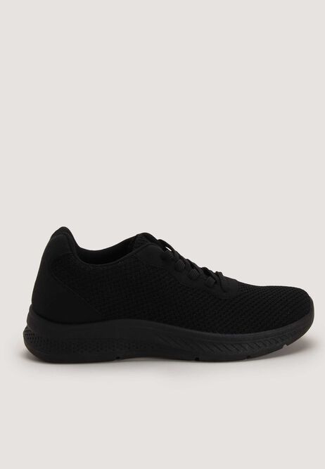 Mens Black Casual Lace Up Trainer