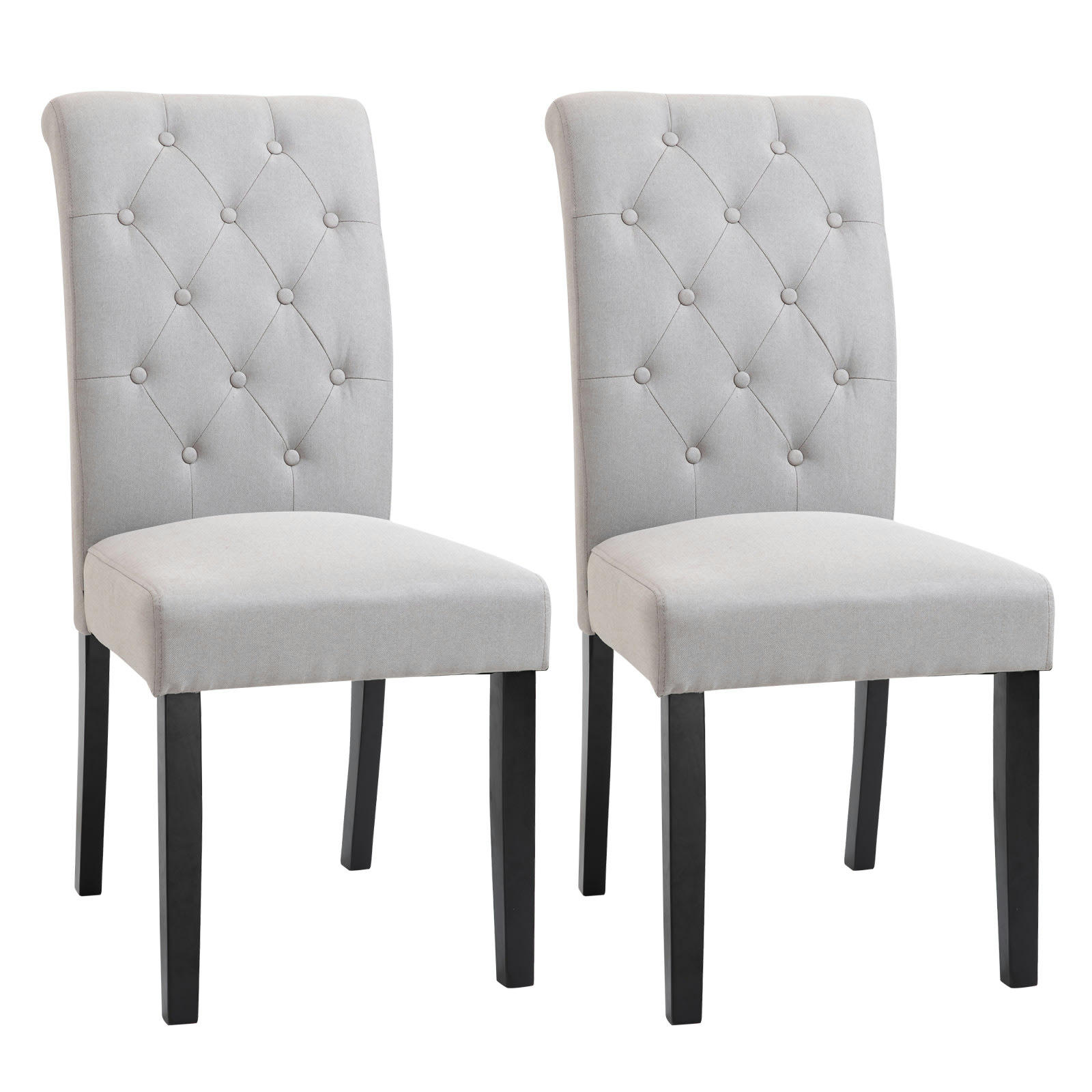 - Lot de 2 chaises style Chesterfield lin gris clair