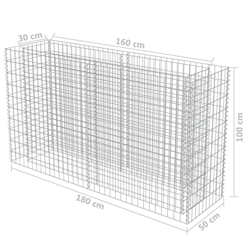 NNEVL Gabion Raised Bed Galvanised Steel 180x50x100 cm