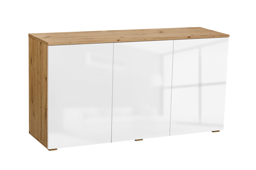 Komoda do salonu3D biały połysk 138 cm elegancka