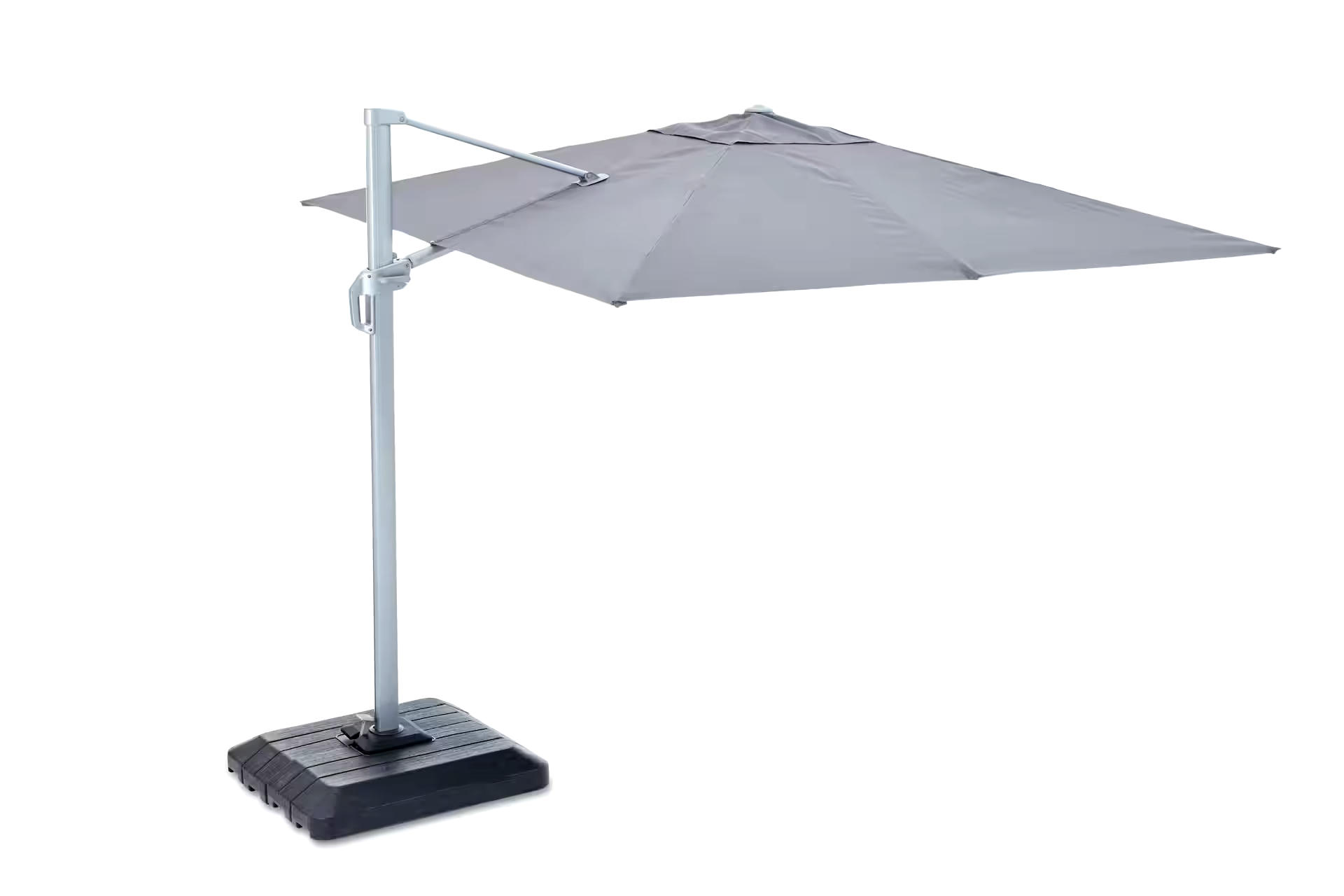 CANVAS West Palm Outdoor/Patio Offset Umbrella w/ Base & Crank Handle, Grey, 10x10-ft