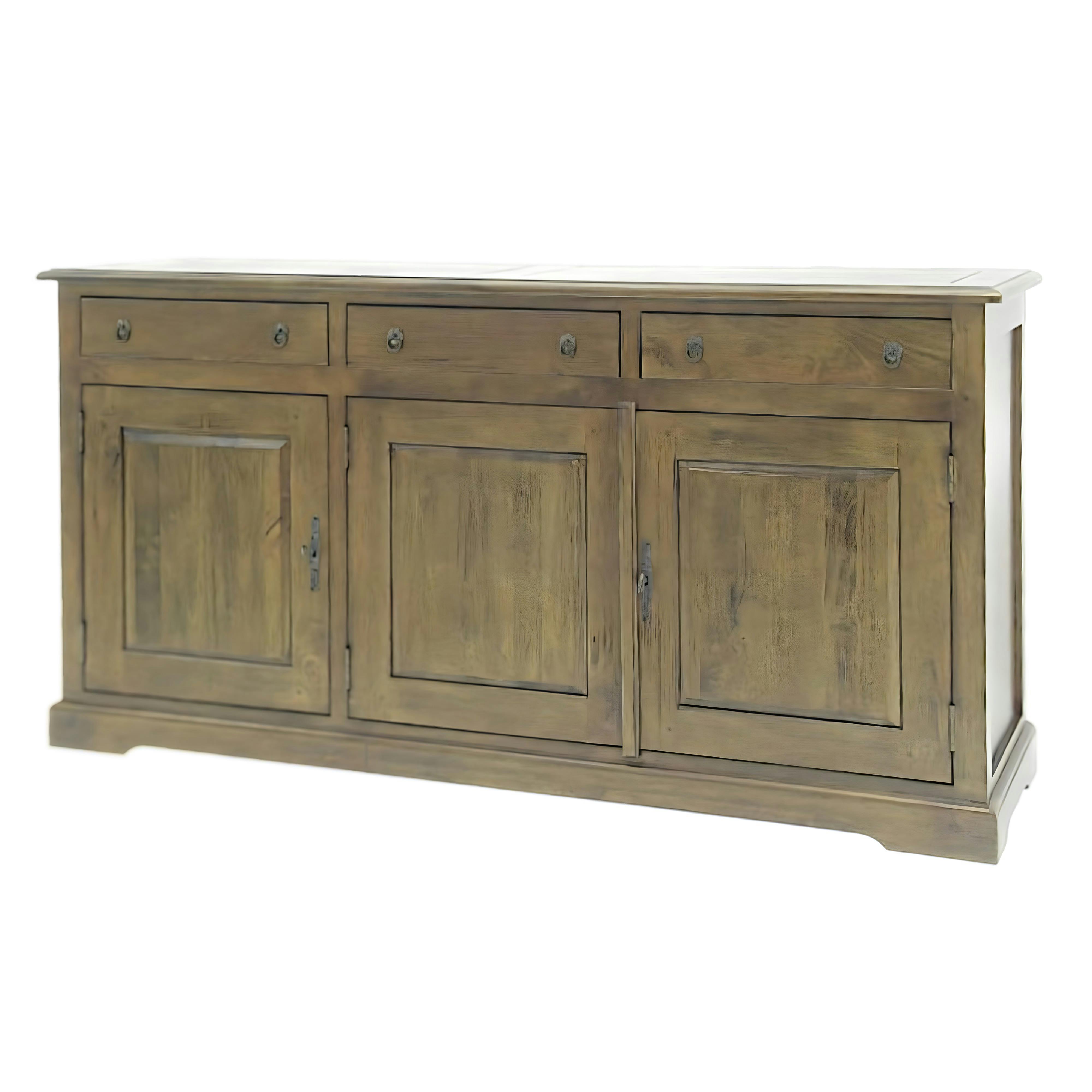 Buffet long 3 portes hévéa 150x45x80cm TRADITION