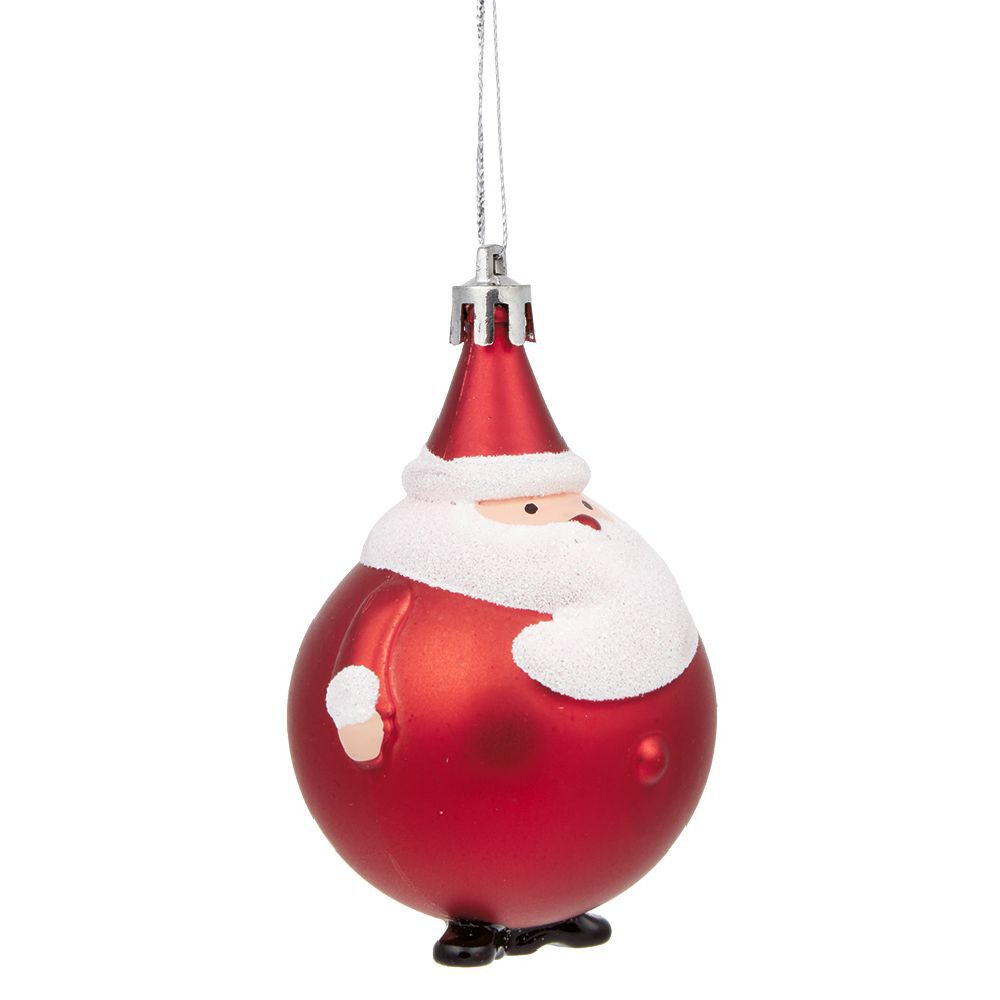 Boule Père No&euml;l rouge à suspendre
