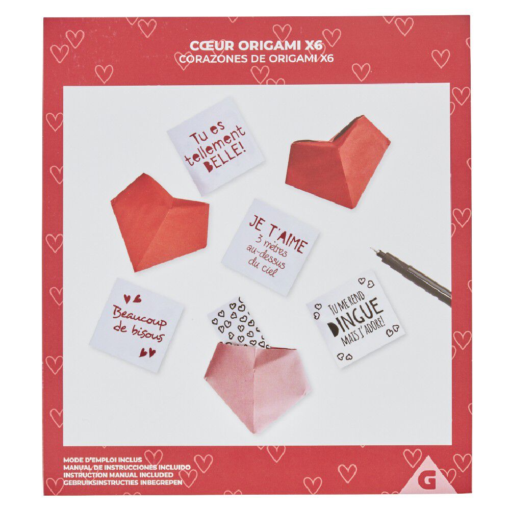 Kit origami 6 coeurs avec messages personnalisés