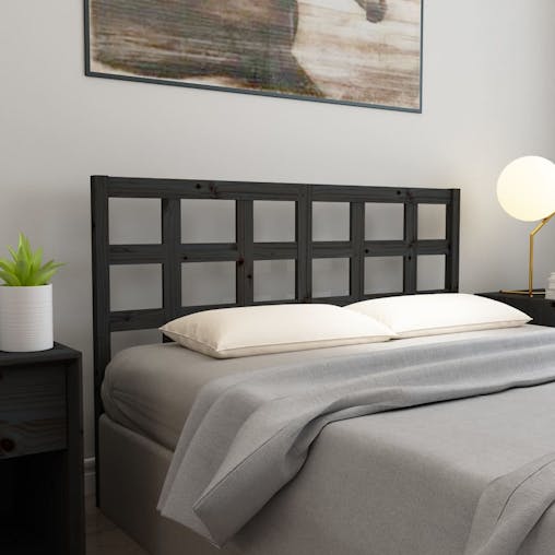 NNEVL Bed Headboard Black 156x4x100 cm Solid Wood Pine