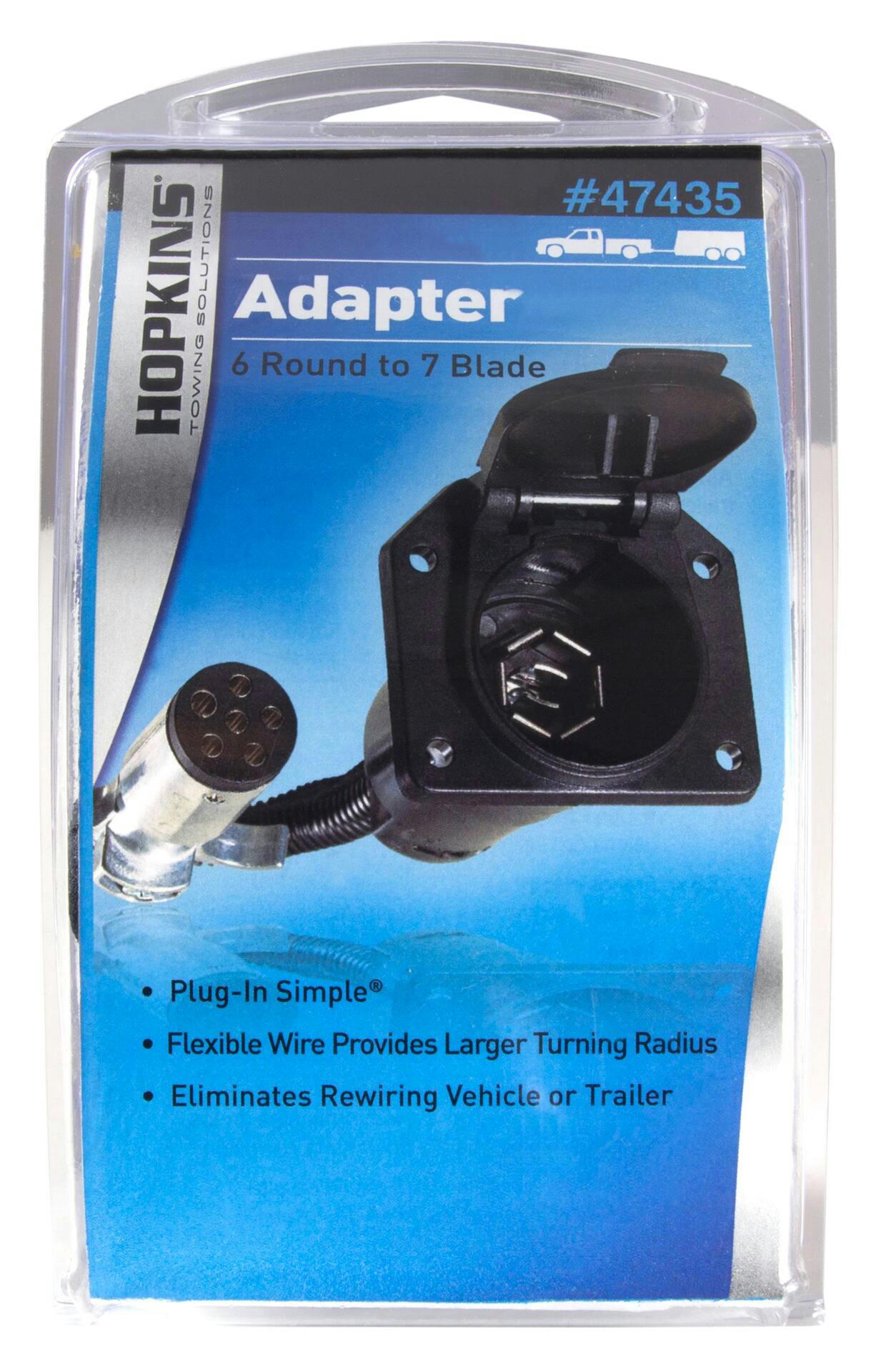 Hopkins 6 Round Vehicle Side Connector to 7 Blade Trailer Side Adapter