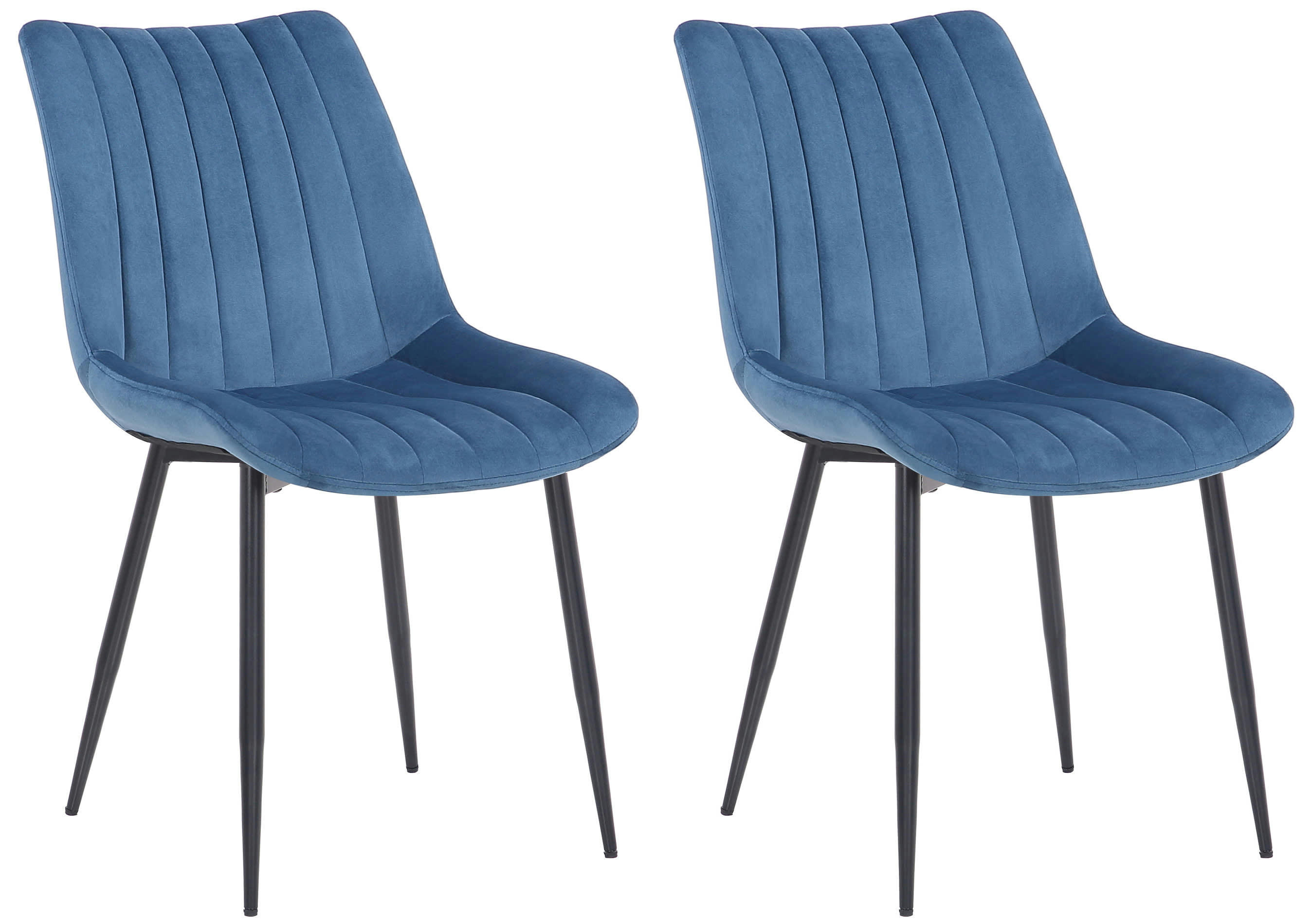 RAHDEN - Lot 2 chaises avec pieds métal et assise en velours Bleu