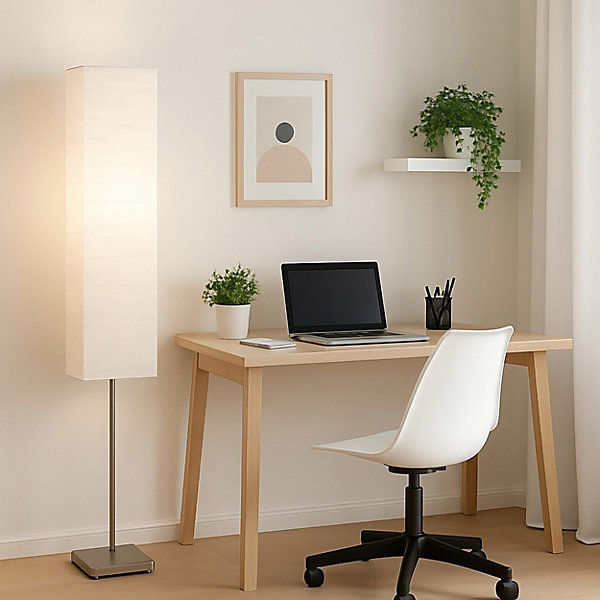 NERVA Lampadaire 2L titane blanc 2xE14 40W - métal/papier - ampoule non incluse