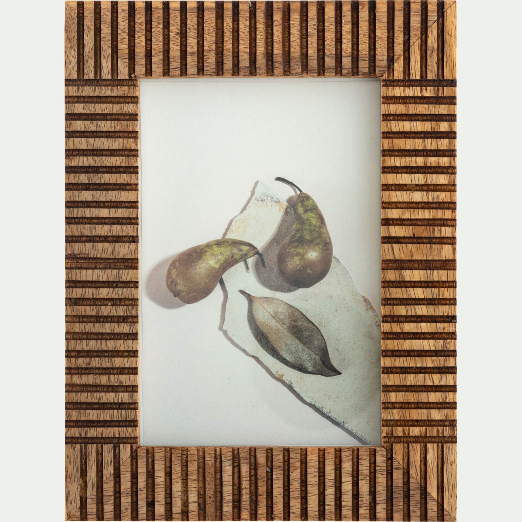 ADEN - Cadre photo en bois de manguier strié 16x20,5cm - bois foncé