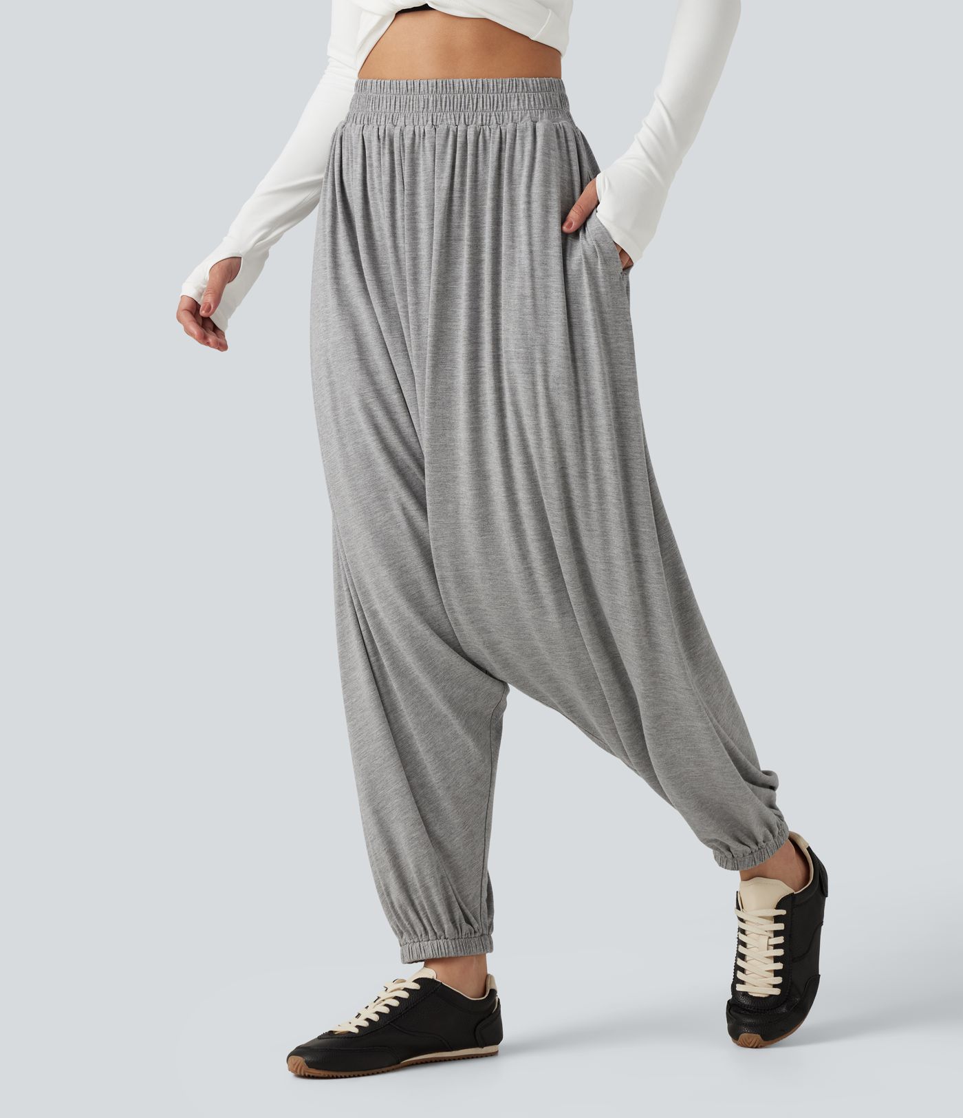 Pantalon de jogging décontracté taille haute avec poches