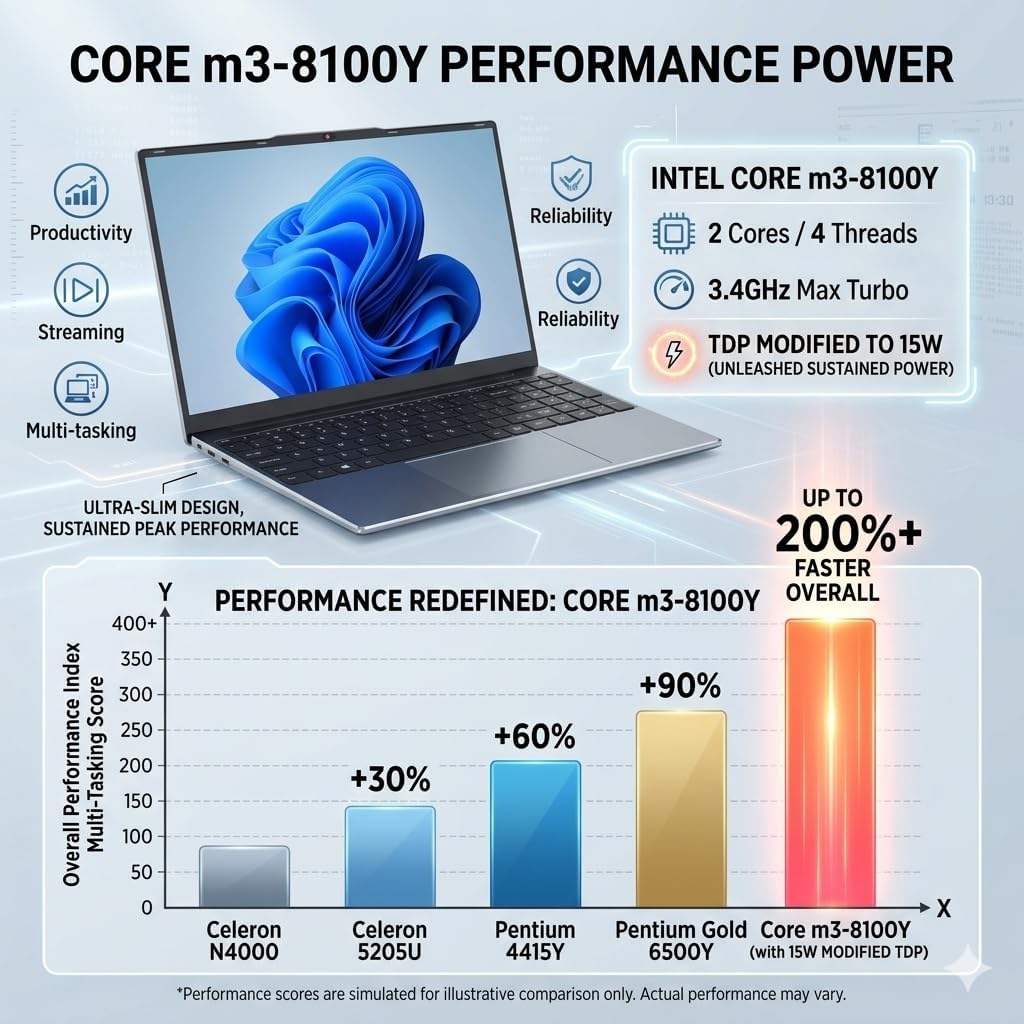 OTVOC Laptop Computer 15.6 inch, Compatible with Windows 11, Core CPU(Beats Pentium, Celeron), Up to 3.4GHz, 4GB RAM, 128GB SSD, Up to 2TB, 15.6 FHD IPS 1920x1080, for Students, Business