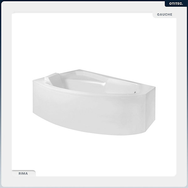 Baignoire asymétrique - 170 x 110 cm - Gauche - avec Tablier - Pieds - Vidage Chrome - RIMA