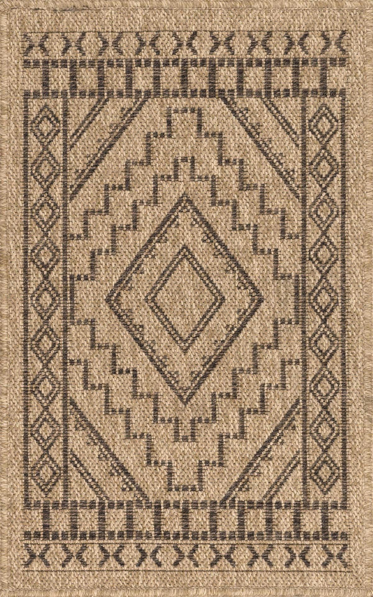 NATURE - Tapis intérieur et extérieur aspect jute motif géométrique 50x80