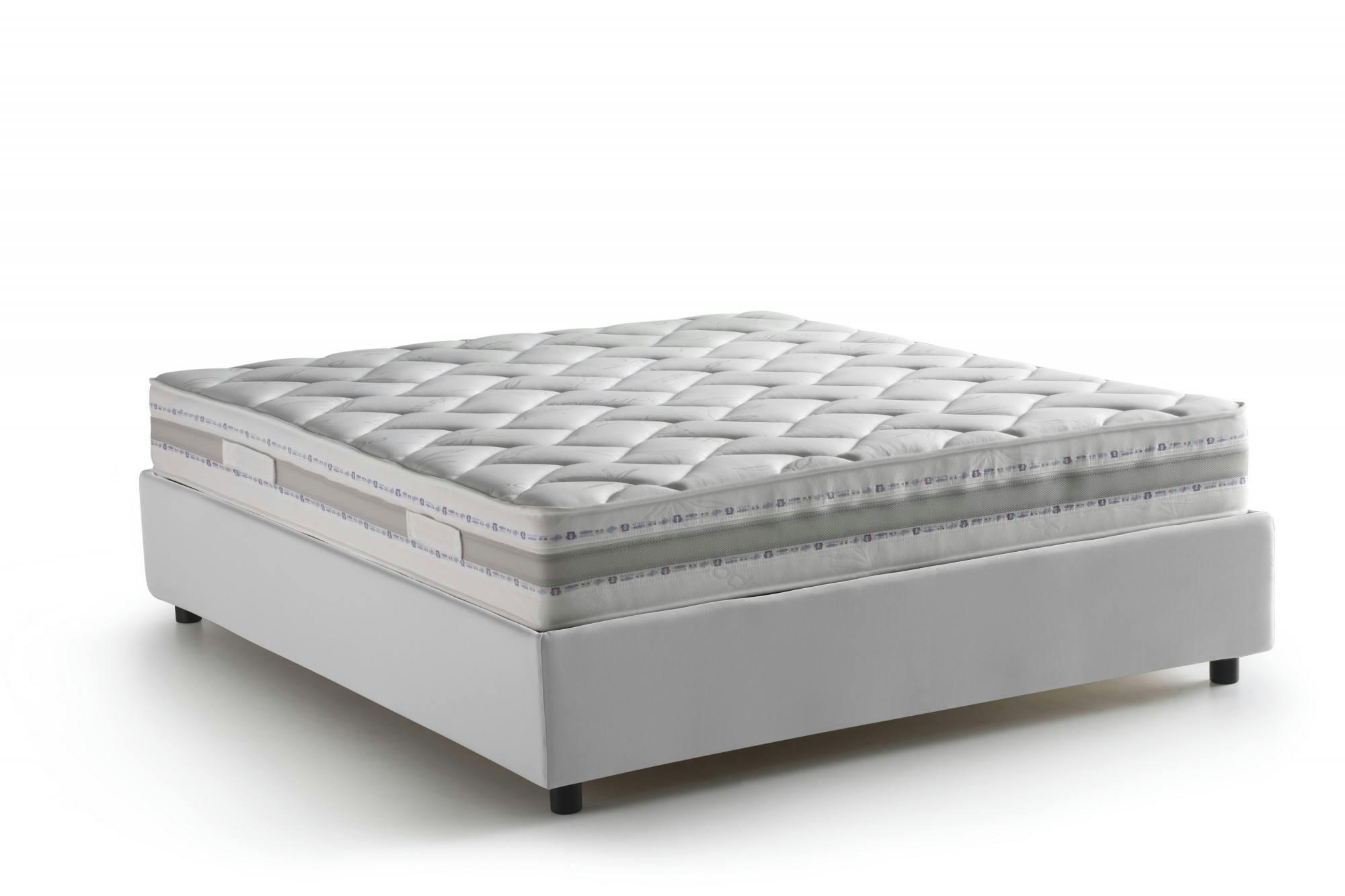 ELENA - Lit coffre 140x190 cm en éco-cuir blanc