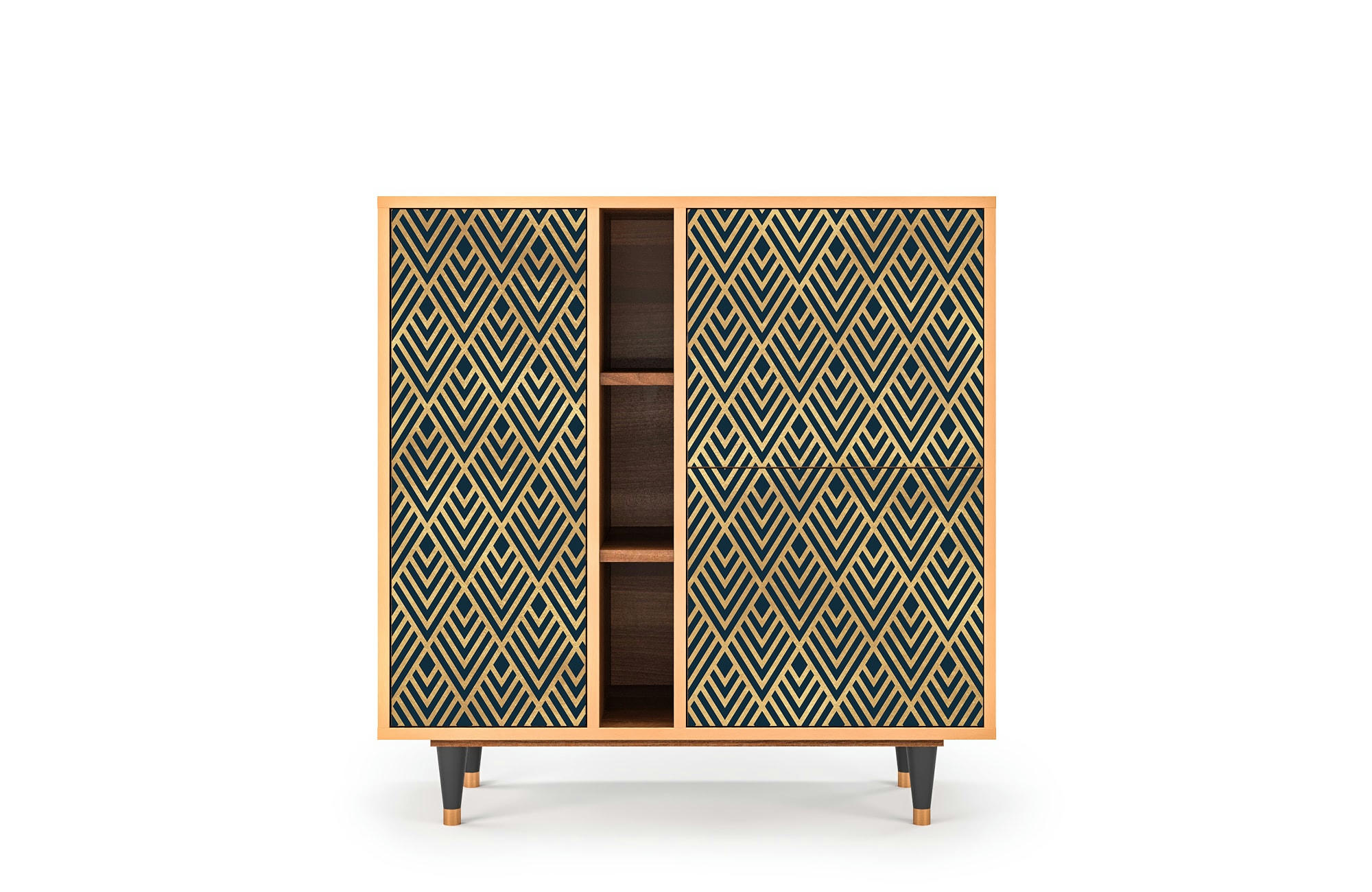 EGYPT TRIANGLES - Buffet  bleu 3 portes L 94 cm