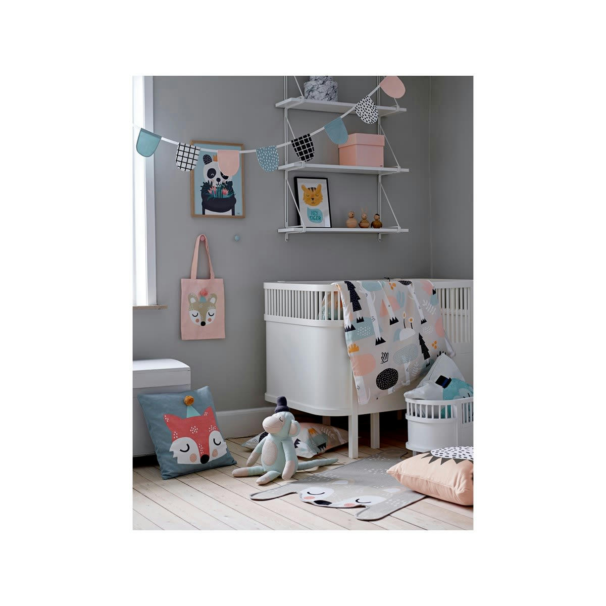 MONTY MONKEY - Coussin en coton gris