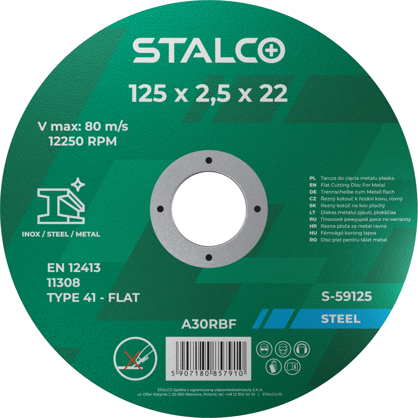 Tarcza do cięcia metalu płaska ø115 x 1,0 x 22,23 mm STALCO S-59015